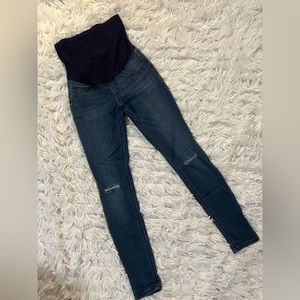 Indigo Blue Maternity Distressed Skinny Jeans - S